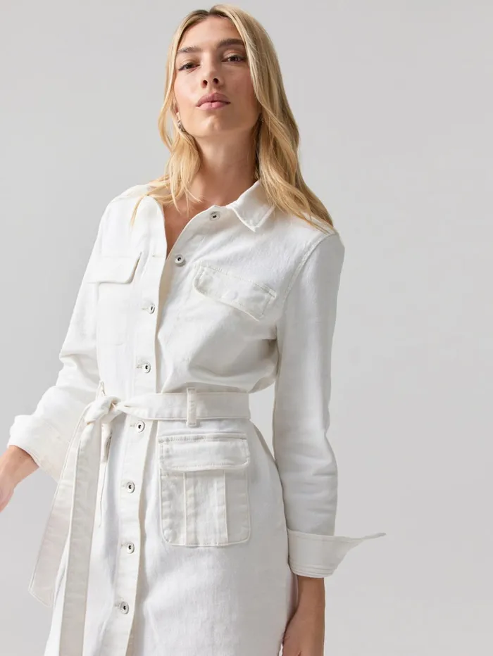 Sanctuary Clothing Dresses and Jumpsuits Women Tie Waist Denim Dress Chalk Sanctuary Clothing Dresses and Jumpsuits Women Tie Waist Denim Dress Chalk