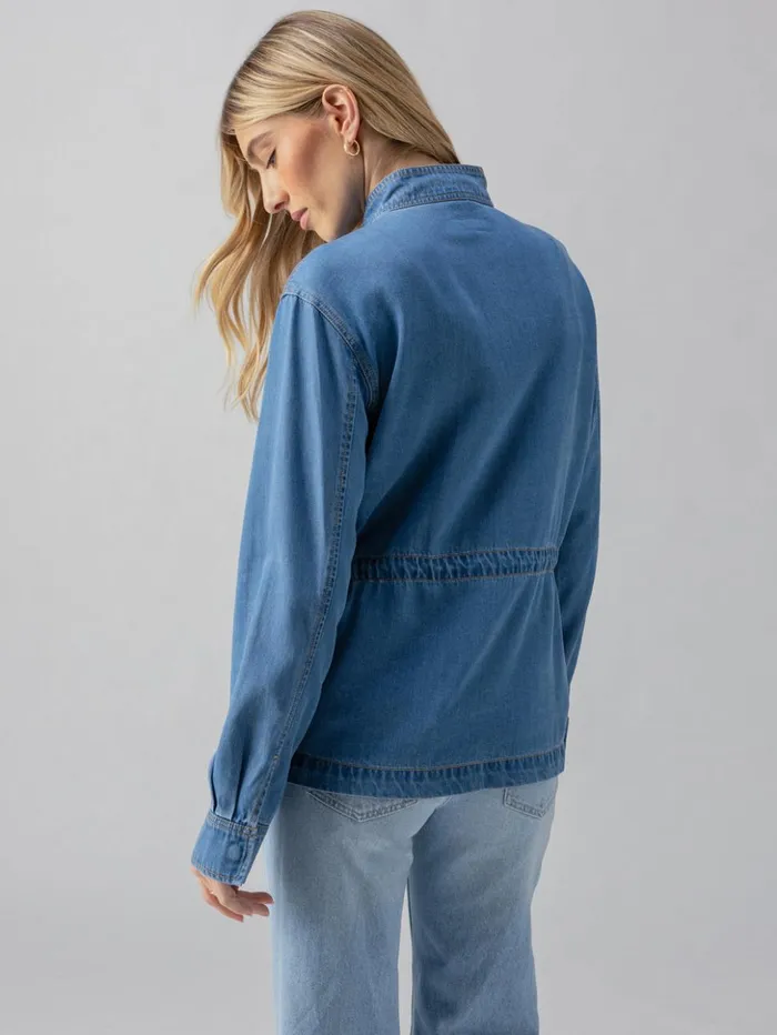 Sanctuary Clothing Jackets and Outerwear Women Cinched Surplus Denim Jacket Sun Drenched