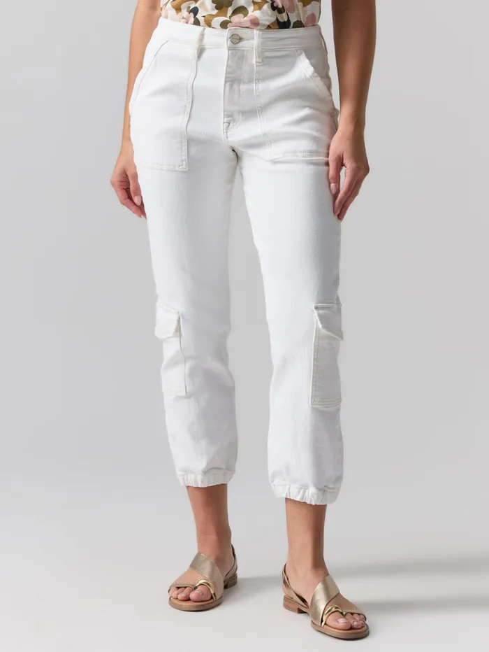 Sanctuary Clothing Pants Women Brooklyn Cargo High Rise Pant Chalk