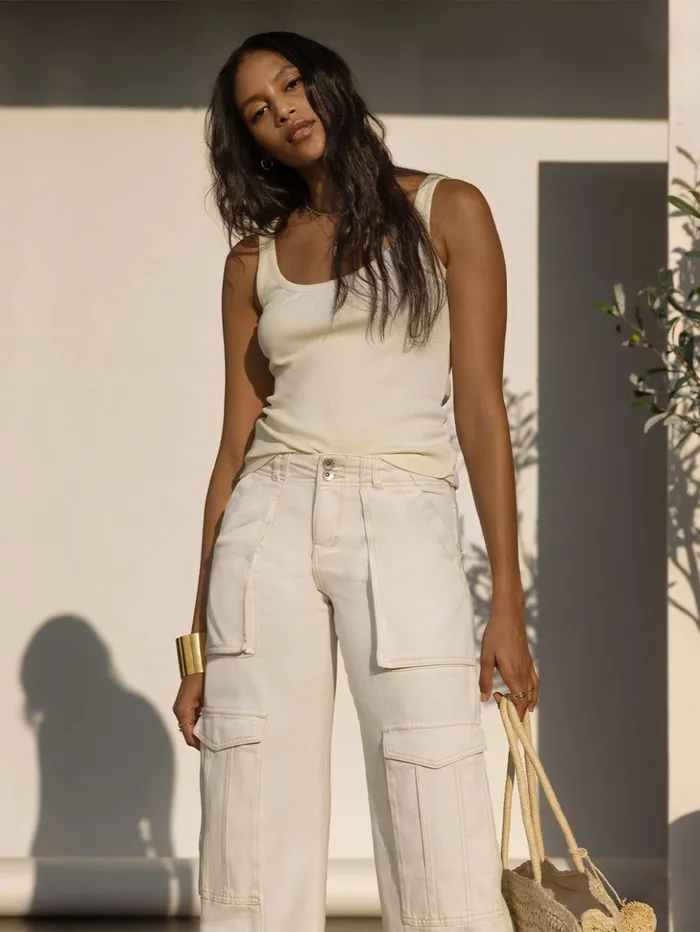 Sanctuary Clothing Pants Women Level Up Standard Rise Denim Cargo Pant Powdered Sugar Sanctuary Clothing Pants Women Level Up Standard Rise Denim Cargo Pant Powdered Sugar