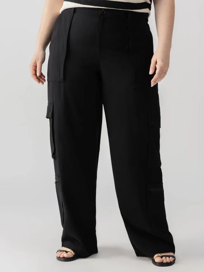 Sanctuary Clothing Pants Women OTT SemiHigh Rise Cargo Pant Black Inclusive Collection