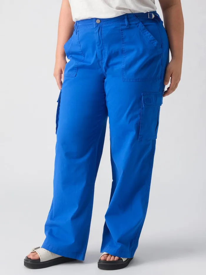 Sanctuary Clothing Pants Women Reissue Cargo Standard Rise Pant Ocean Blue Inclusive Collection