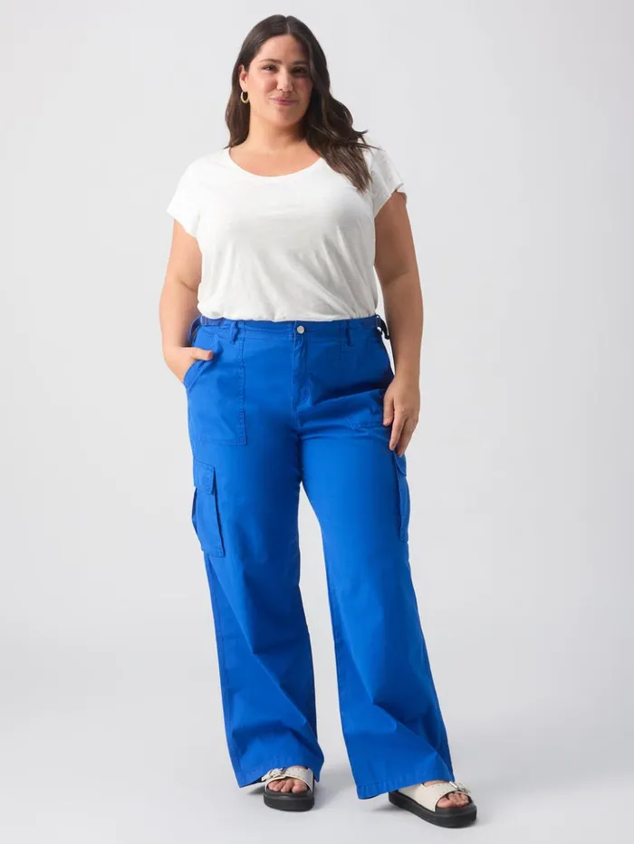 Sanctuary Clothing Pants Women Reissue Cargo Standard Rise Pant Ocean Blue Inclusive Collection