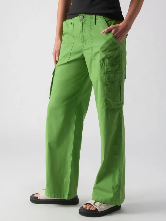 Sanctuary Clothing Pants Women Reissue Cargo Standard Rise Pant Washed Chlorophyl