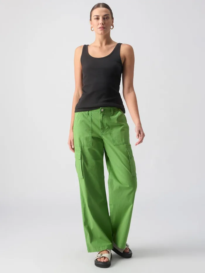 Sanctuary Clothing Pants Women Reissue Cargo Standard Rise Pant Washed Chlorophyl