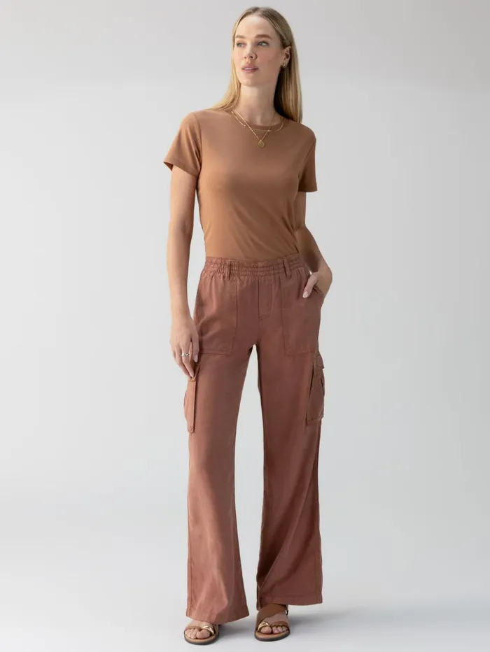 Sanctuary Clothing Pants Women Relaxed Reissue Cargo Standard Rise Pant Washed Clay