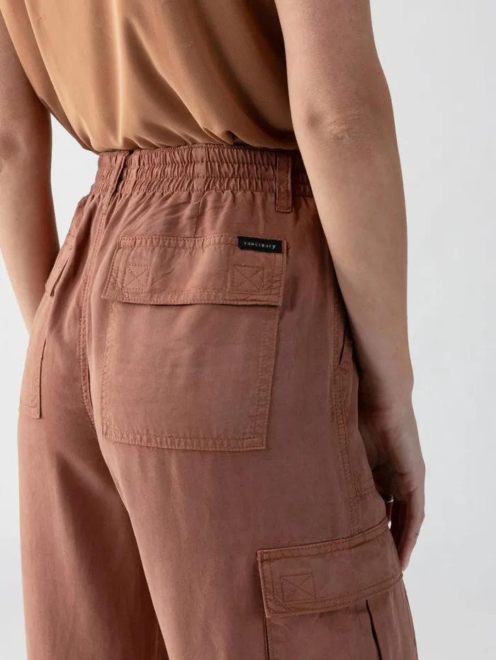 Sanctuary Clothing Pants Women Relaxed Reissue Cargo Standard Rise Pant Washed Clay