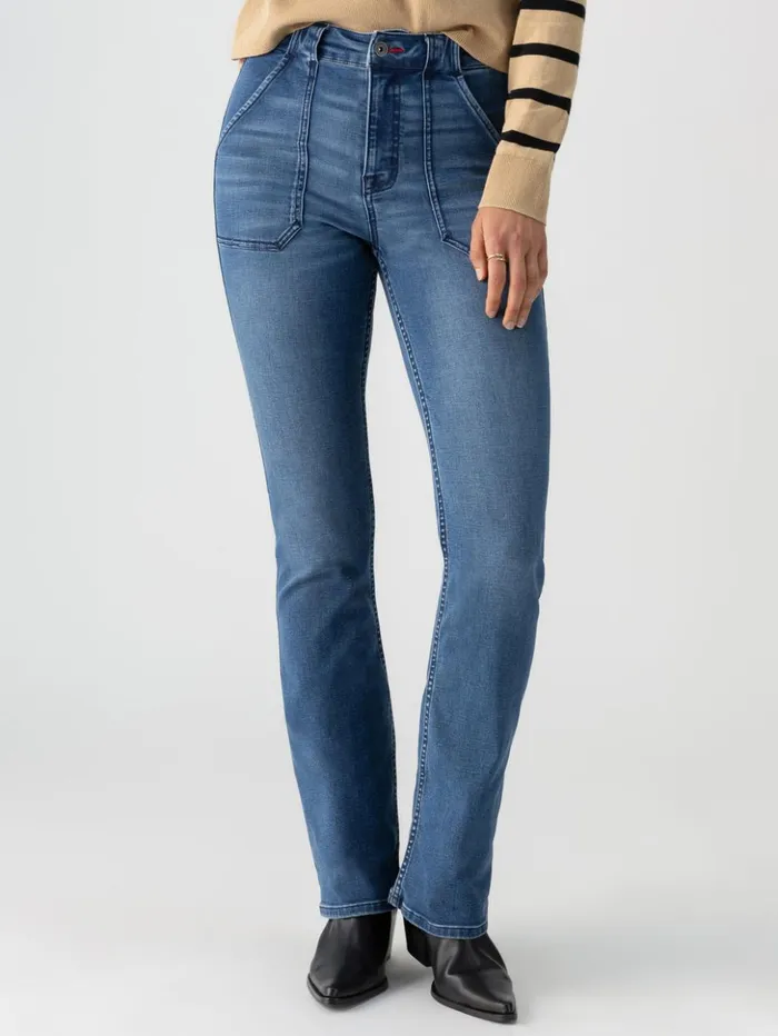 Sanctuary Clothing Pants Women Sculpted Hayden Bootcut Standard Rise Denim Pant Lucky Streak