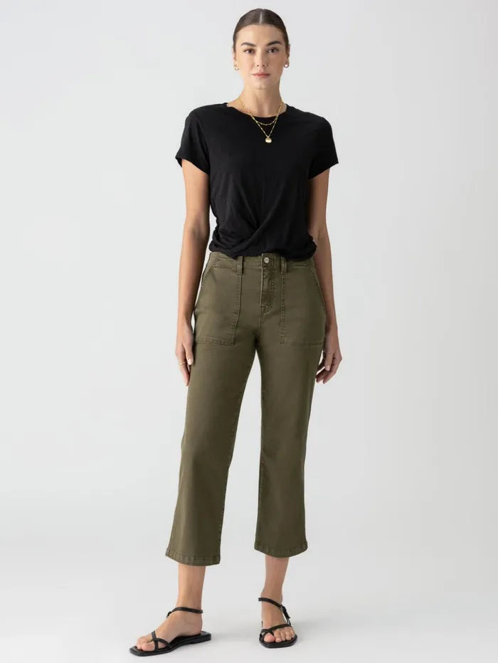 Sanctuary Clothing Pants Women Vacation Crop High Rise Pant Burnt Olive
