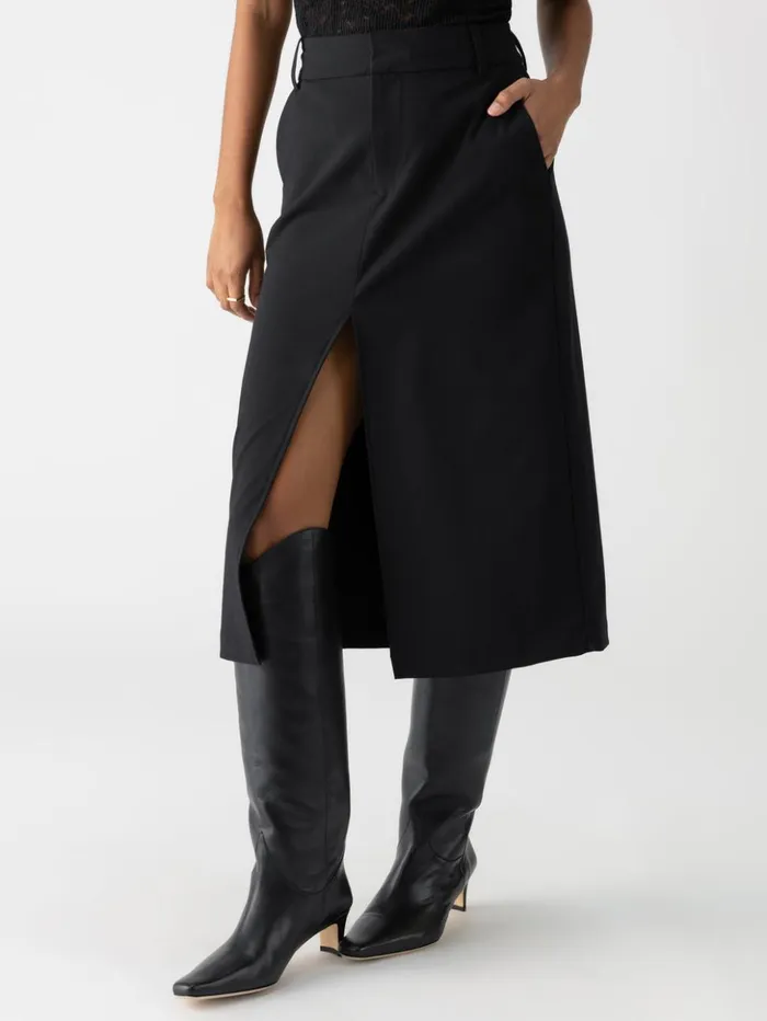 Sanctuary Clothing Skirts Women Classic Slit Standard Rise Skirt Black