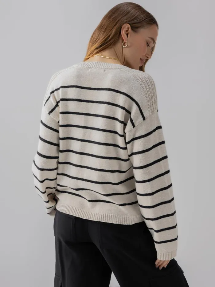 Sanctuary Clothing Sweaters and Cardis Women Chill Vibes Sweater Chalk Black Stripe