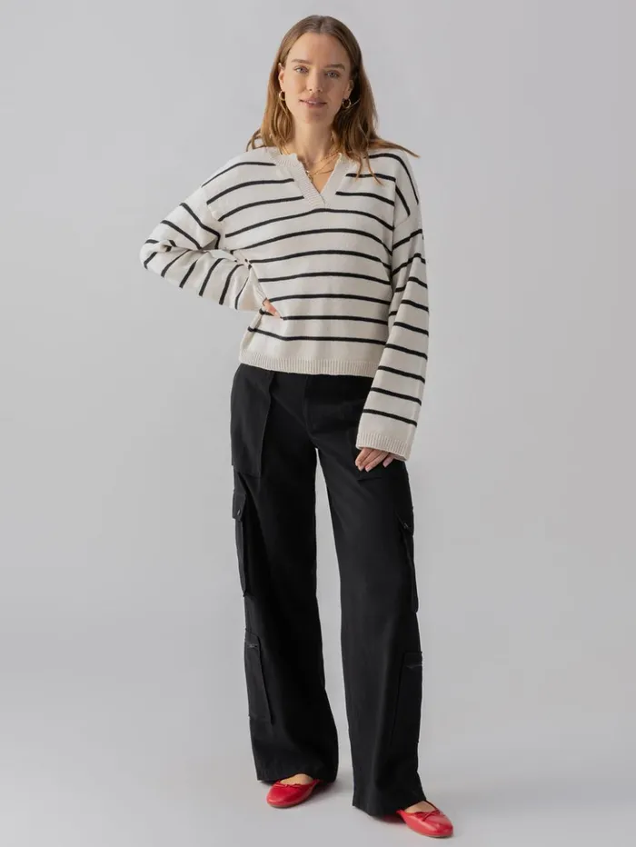 Sanctuary Clothing Sweaters and Cardis Women Chill Vibes Sweater Chalk Black Stripe