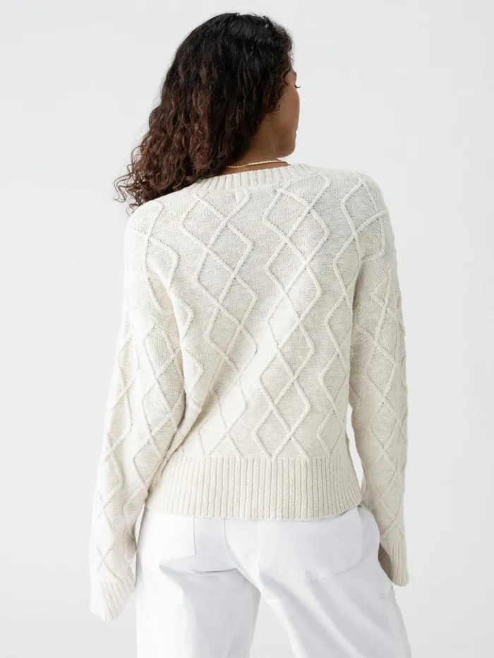 Sanctuary Clothing Sweaters and Cardis Women Coastal Cable Crewneck Sweater Chalk Sanctuary Clothing Sweaters and Cardis Women Coastal Cable Crewneck Sweater Chalk