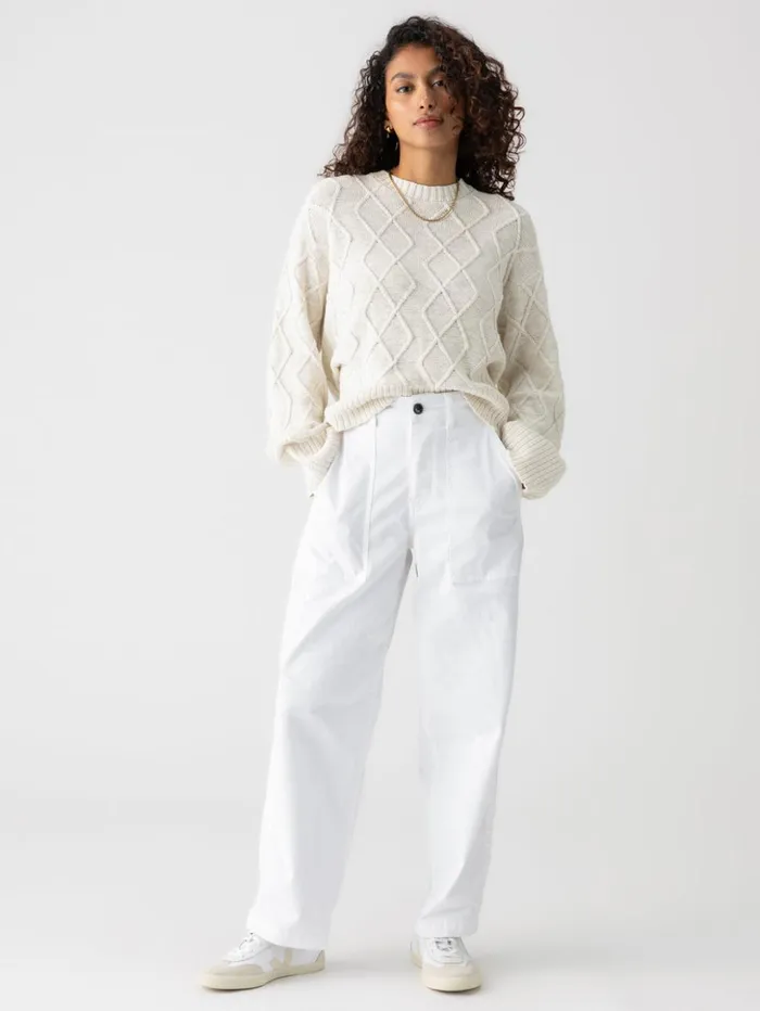 Sanctuary Clothing Sweaters and Cardis Women Coastal Cable Crewneck Sweater Chalk Sanctuary Clothing Sweaters and Cardis Women Coastal Cable Crewneck Sweater Chalk