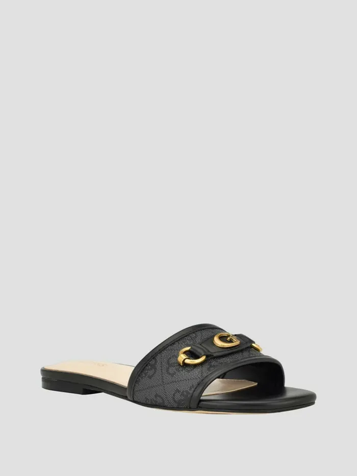 Sandals GUESS Women Hammi Logo Slide Sandals Black 001