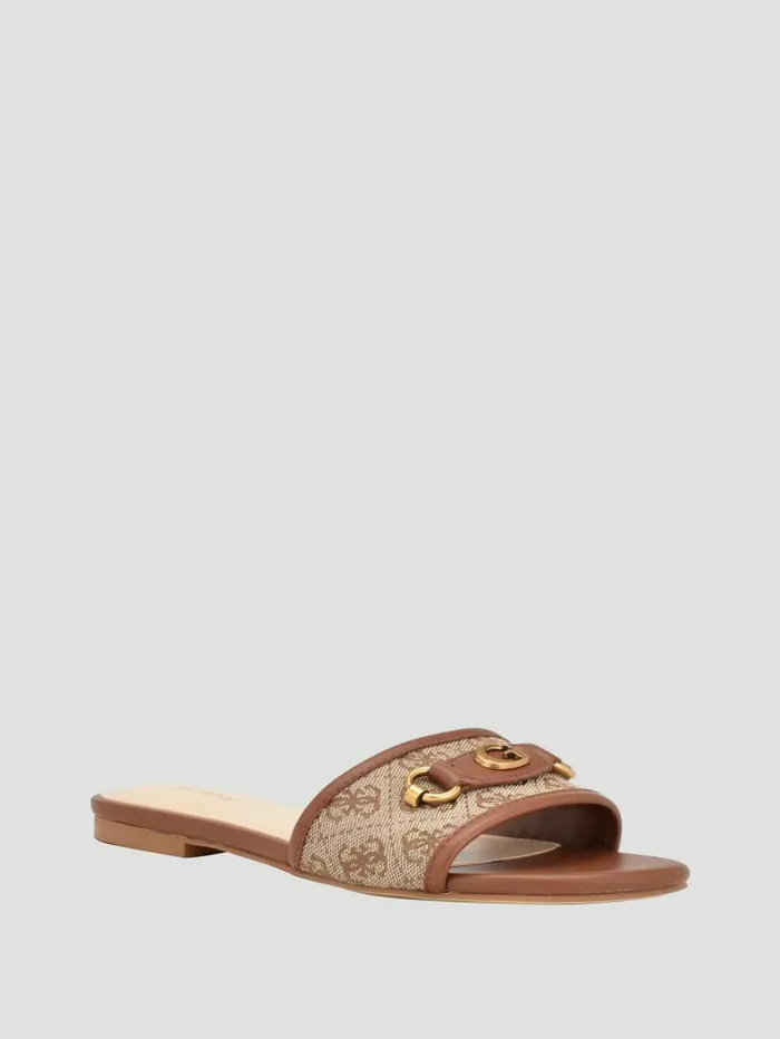 Sandals GUESS Women Hammi Logo Slide Sandals Medium Brown