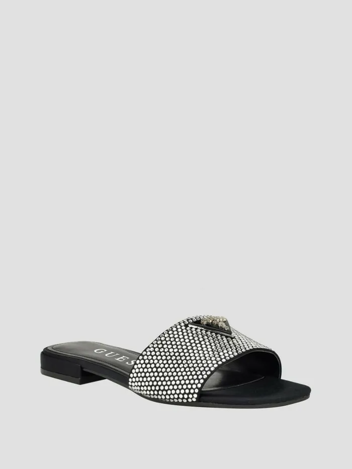 Sandals GUESS Women Tamed Triangle Rhinestone Sandals Black 002