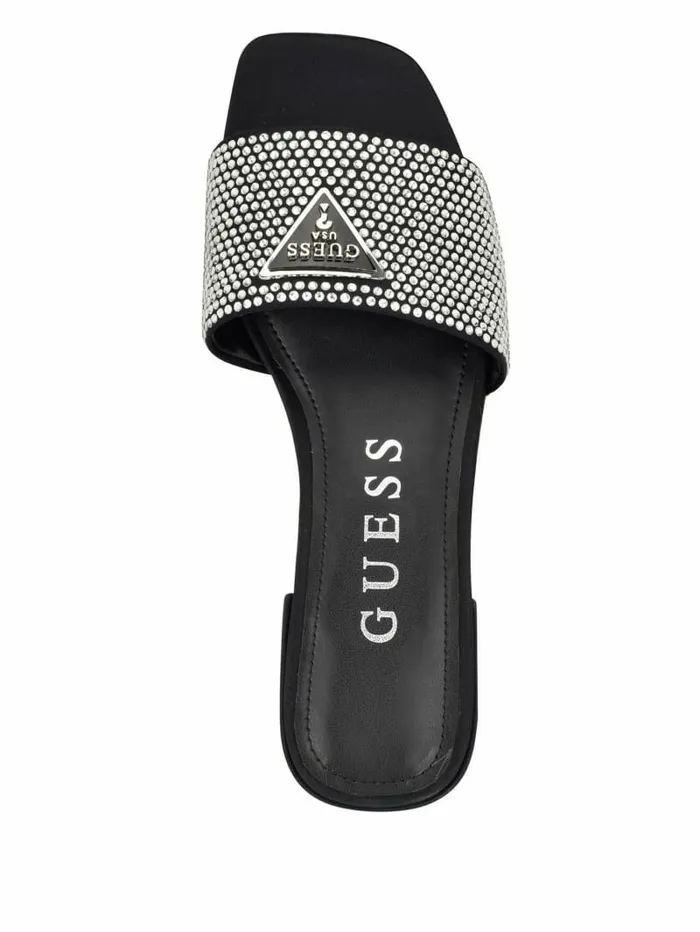Sandals GUESS Women Tamed Triangle Rhinestone Sandals Black 002