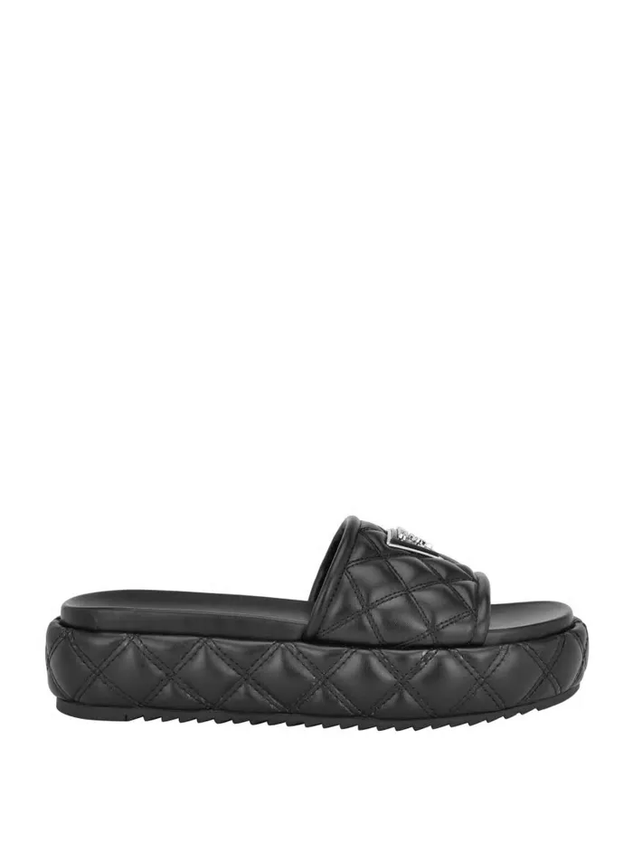 Sandals Longo Quilted Flatform Slides Black 001 GUESS Women