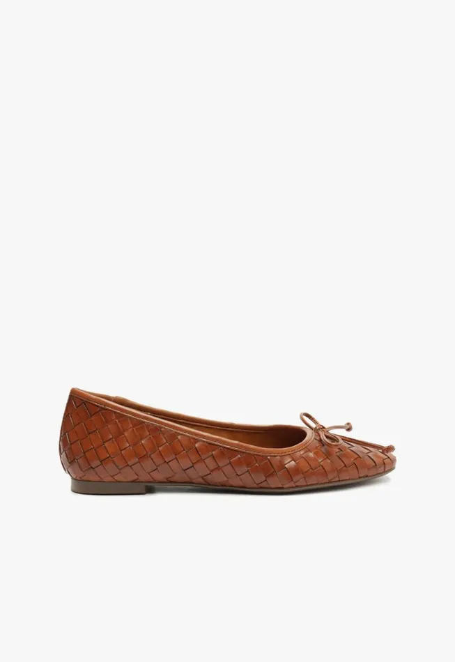 Schutz Shoes Ballerinas Arissa Woven Leather Flat Honey Peach 8211 Women