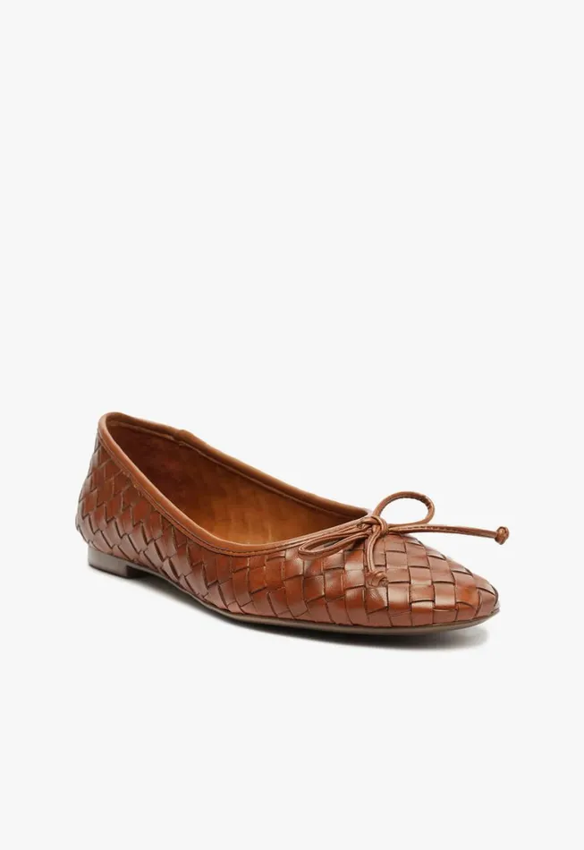 Schutz Shoes Ballerinas Arissa Woven Leather Flat Honey Peach 8211 Women