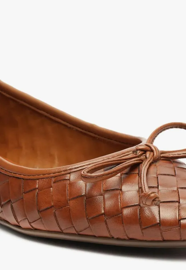 Schutz Shoes Ballerinas Arissa Woven Leather Flat Honey Peach 8211 Women
