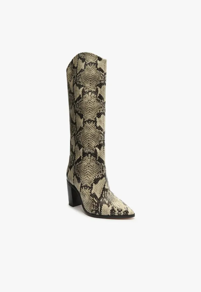 Schutz Shoes Boots Maryana Block Boot Natural Snake 8211 Women