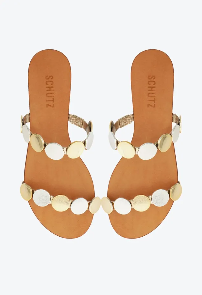 Schutz Shoes Flats Acacia Flat Sandal Gold 8211 Women