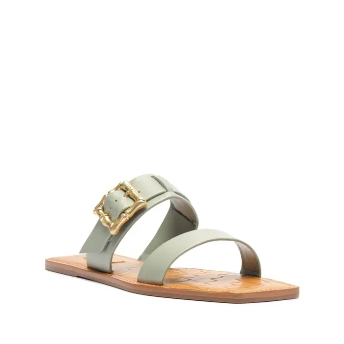 Schutz Shoes Flats Enola Double Leather Sandal Green 8211 Women