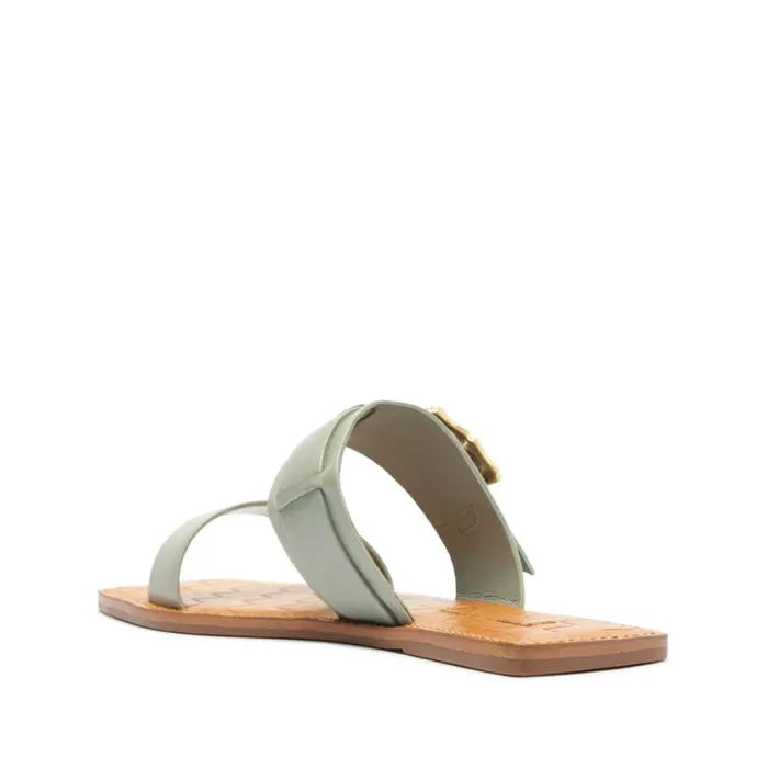 Schutz Shoes Flats Enola Double Leather Sandal Green 8211 Women