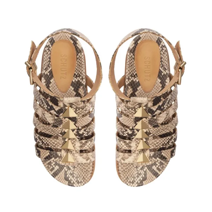 Schutz Shoes Flats Kyrie Sporty Leather Sandal Natural 8211 Women