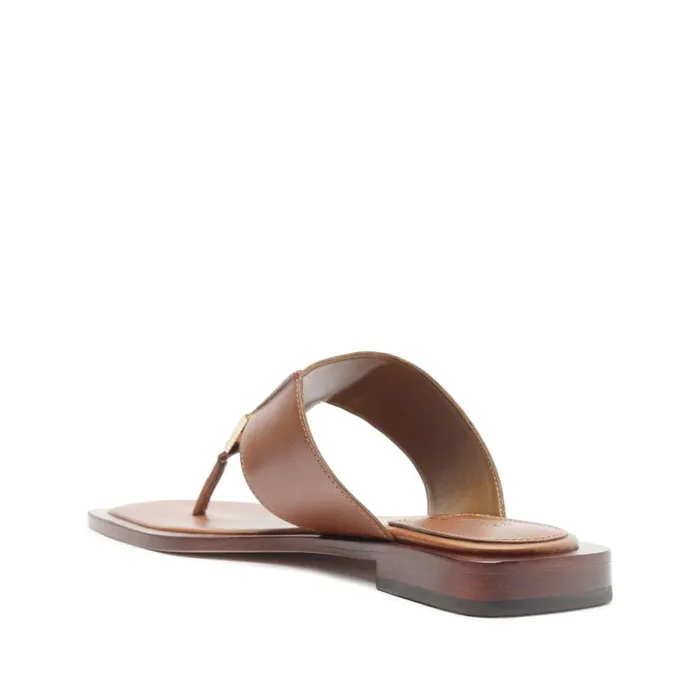 Schutz Shoes Flats Salma Metallic Leather Flat Sandal Caramel 8211 Women