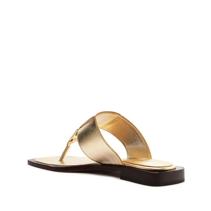 Schutz Shoes Flats Salma Metallic Leather Flat Sandal Gold 8211 Women