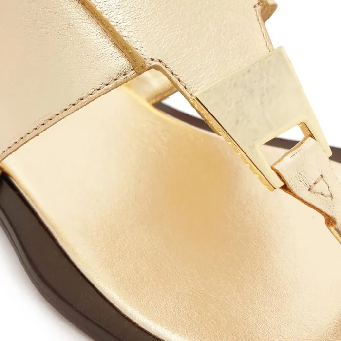 Schutz Shoes Flats Salma Metallic Leather Flat Sandal Gold 8211 Women