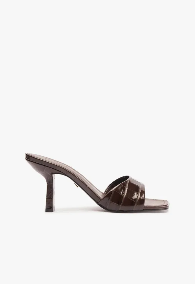Schutz Shoes Mules Posseni Leather Sandal Dark Brown 8211 Women