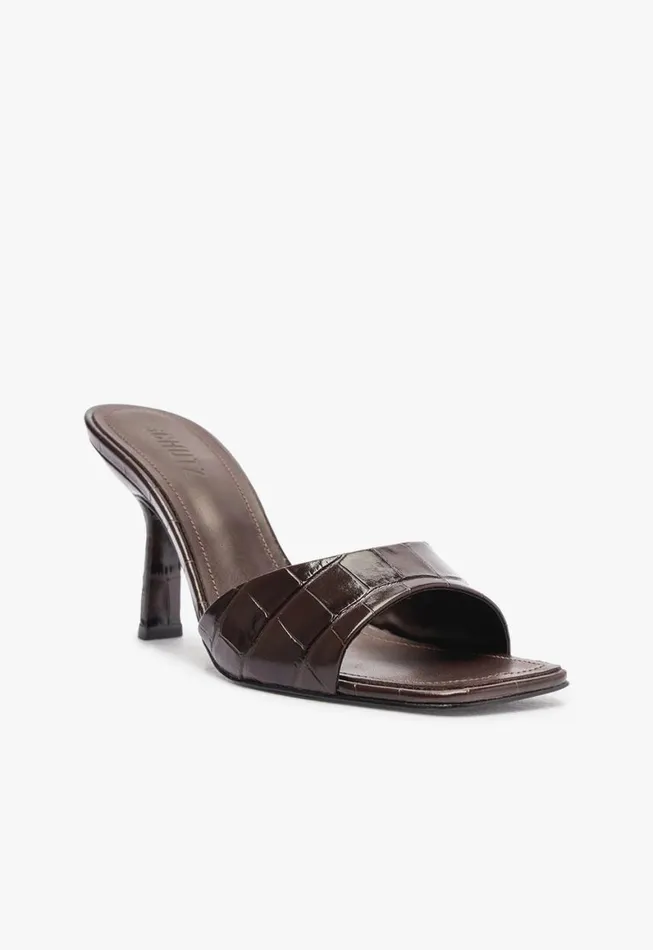 Schutz Shoes Mules Posseni Leather Sandal Dark Brown 8211 Women
