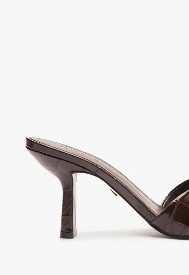 Schutz Shoes Mules Posseni Leather Sandal Dark Brown 8211 Women