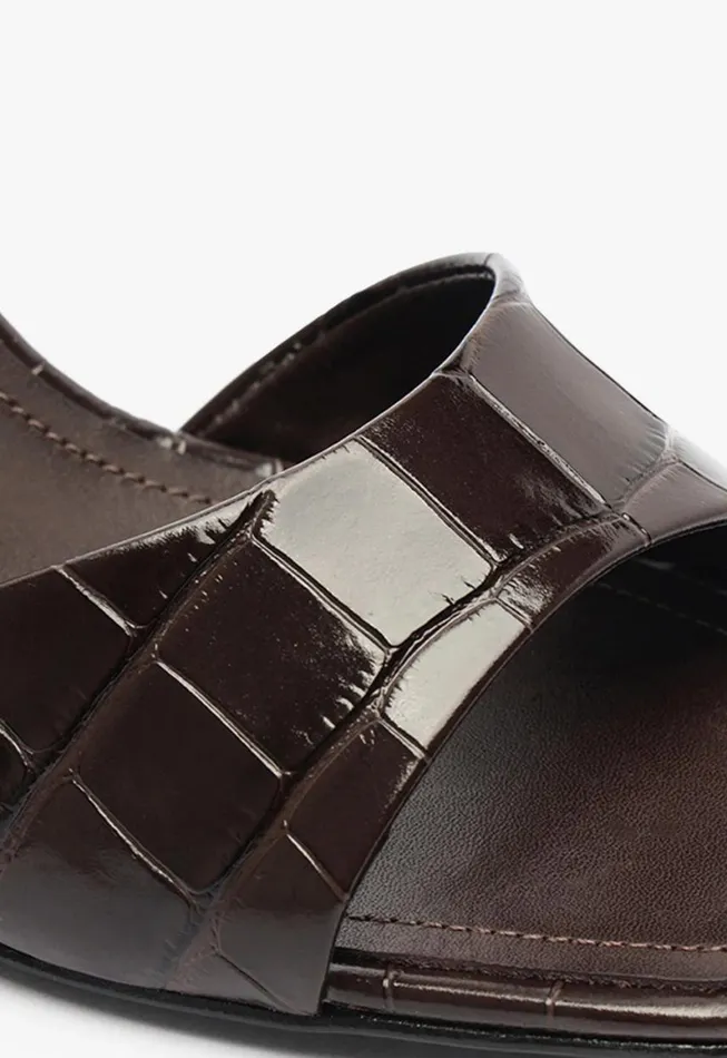 Schutz Shoes Mules Posseni Leather Sandal Dark Brown 8211 Women