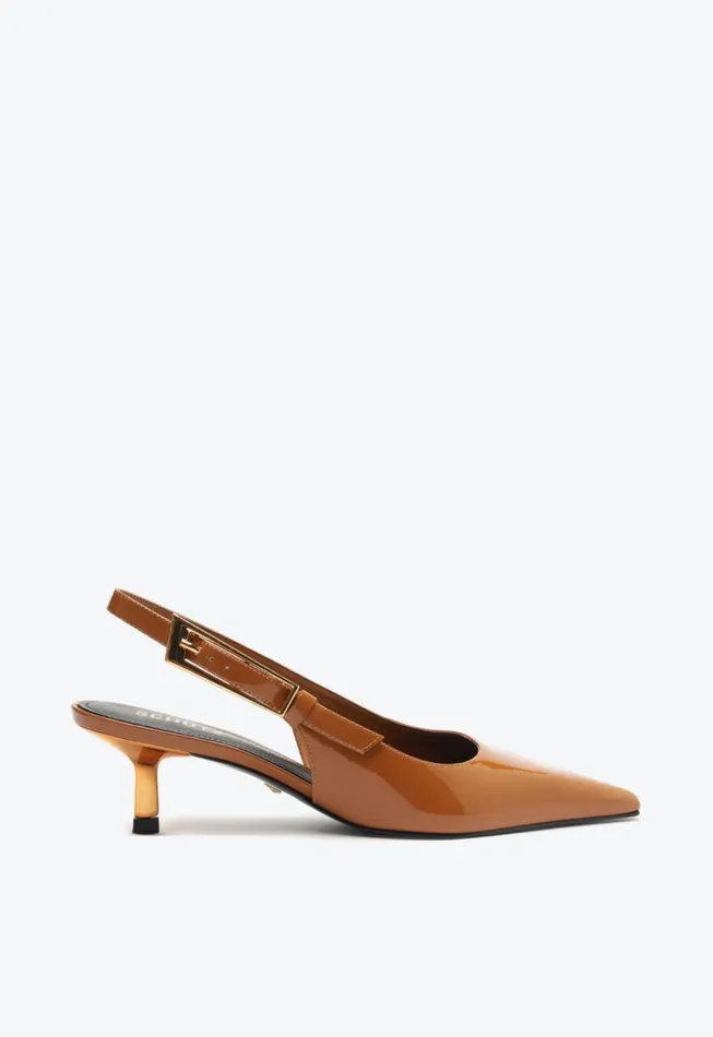 Schutz Shoes Pumps Ciara Mid Patent Leather Pump Honey Peach 8211 Women