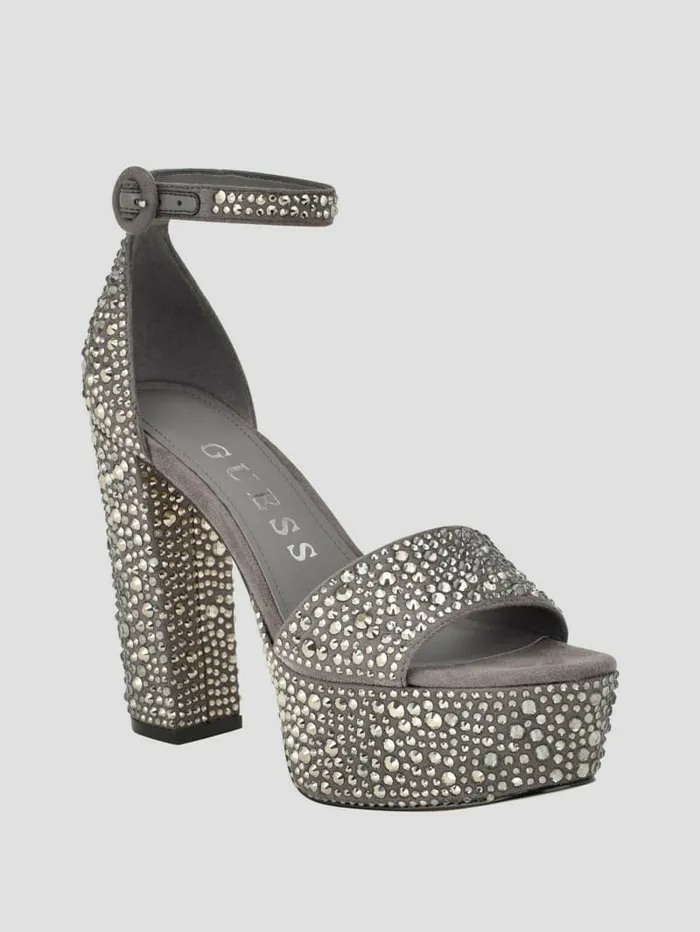 Setone Rhinestone Platform Heels Medium Grey Heels GUESS Women