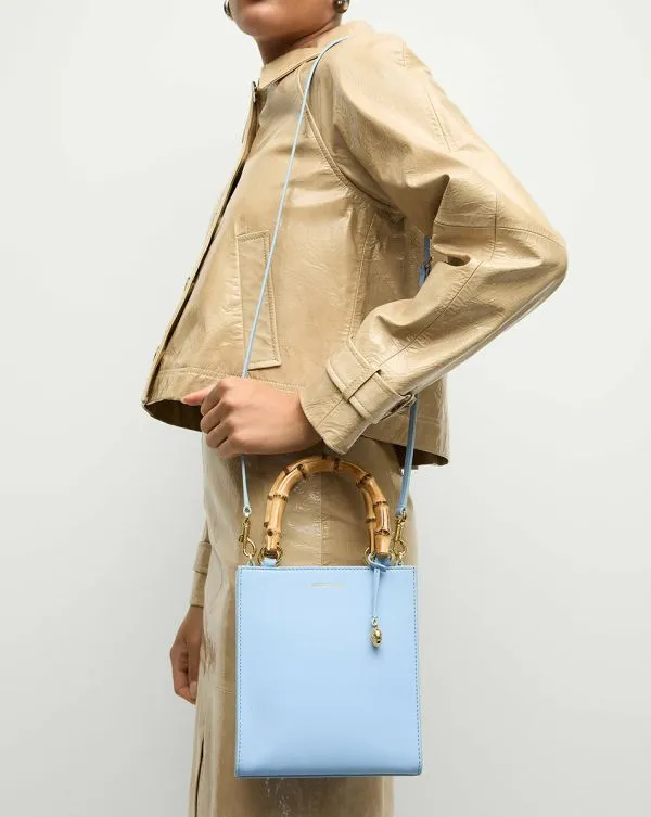 Shopper Bag With BambooHandle Light Blue Women Veronica Beard Handbags Shopper Bag With BambooHandle Light Blue Women Veronica Beard Handbags