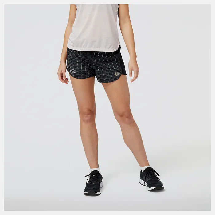 Shorts Women New Balance NYC Marathon Training Impact Run Luminous 3 Inch Short BLACK