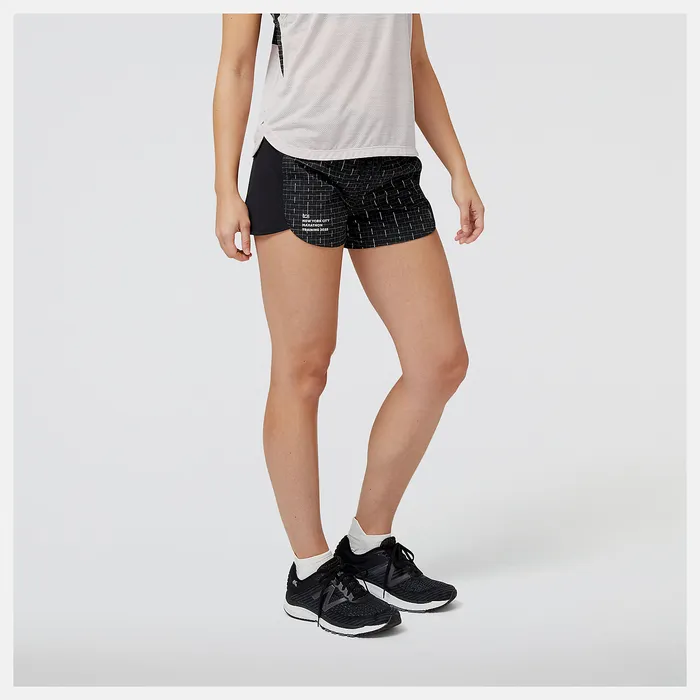 Shorts Women New Balance NYC Marathon Training Impact Run Luminous 3 Inch Short BLACK