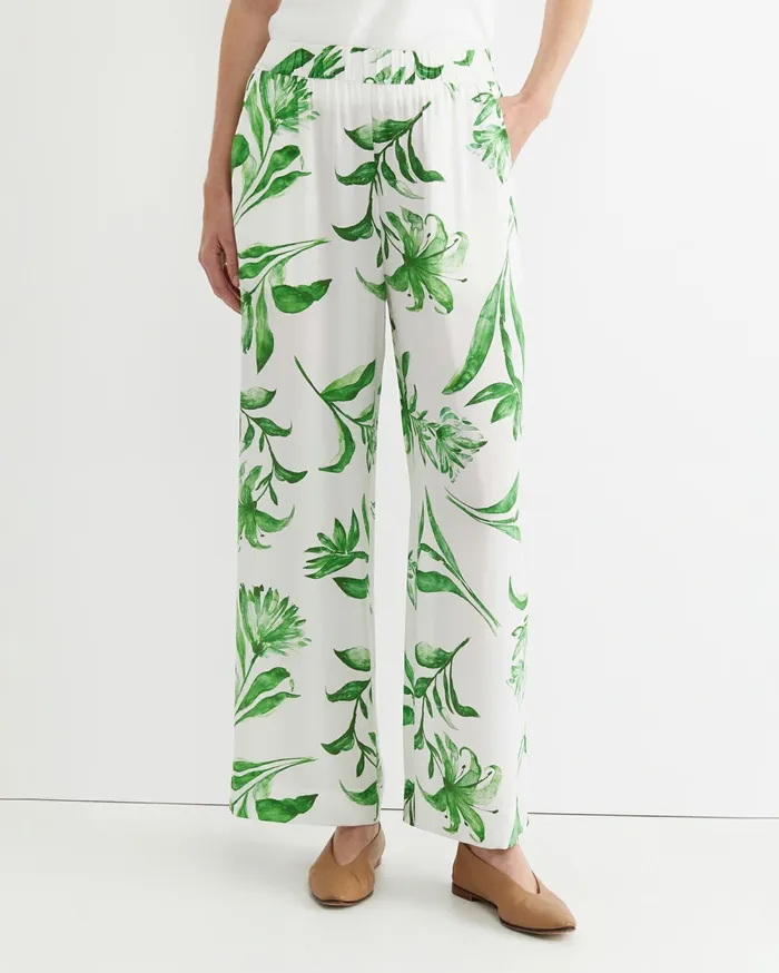 Sportscraft Botanical Silk Wide Leg Pant Green Multi Women Pants