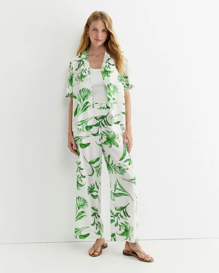Sportscraft Botanical Silk Wide Leg Pant Green Multi Women Pants