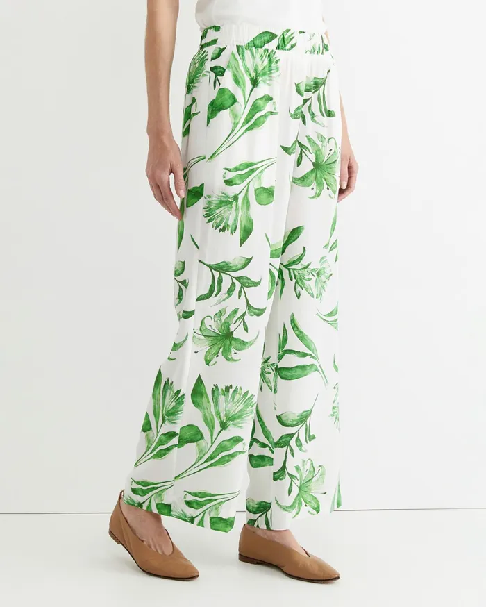 Sportscraft Botanical Silk Wide Leg Pant Green Multi Women Pants