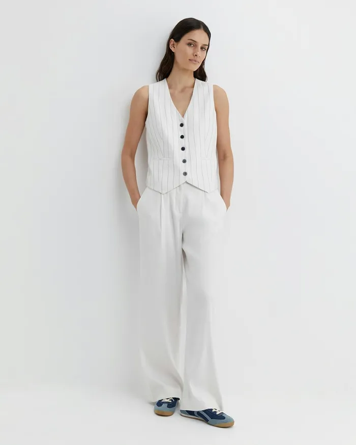 Sportscraft Brianne Wide Leg Pleat Pant White Women Pants