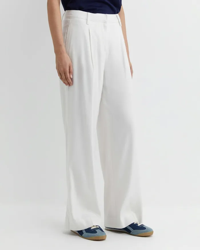 Sportscraft Brianne Wide Leg Pleat Pant White Women Pants