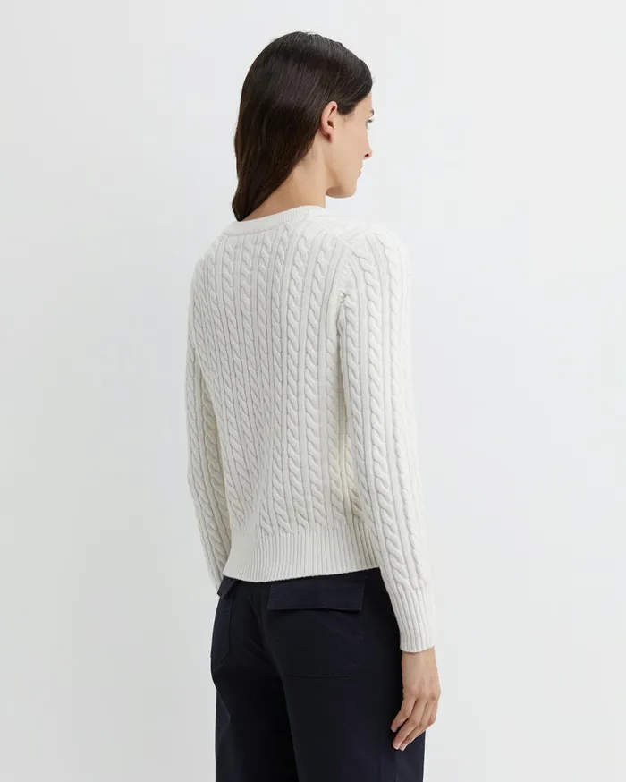 Sportscraft Cable Merino Cotton Cardigan Milk Women Knits and Cardigans