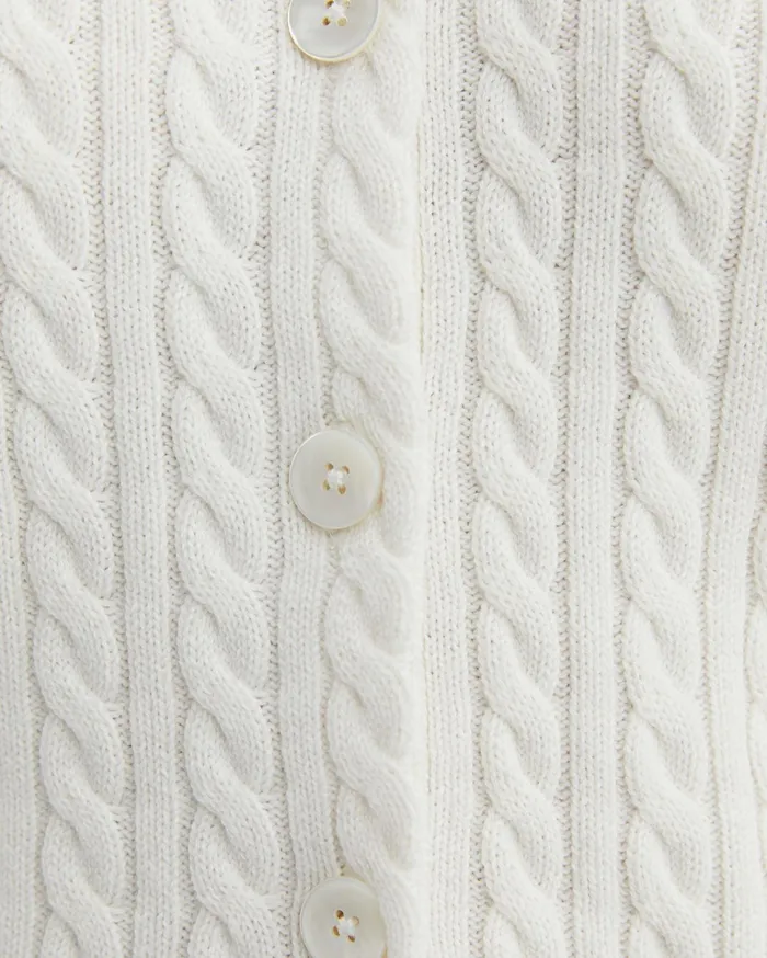 Sportscraft Cable Merino Cotton Cardigan Milk Women Knits and Cardigans